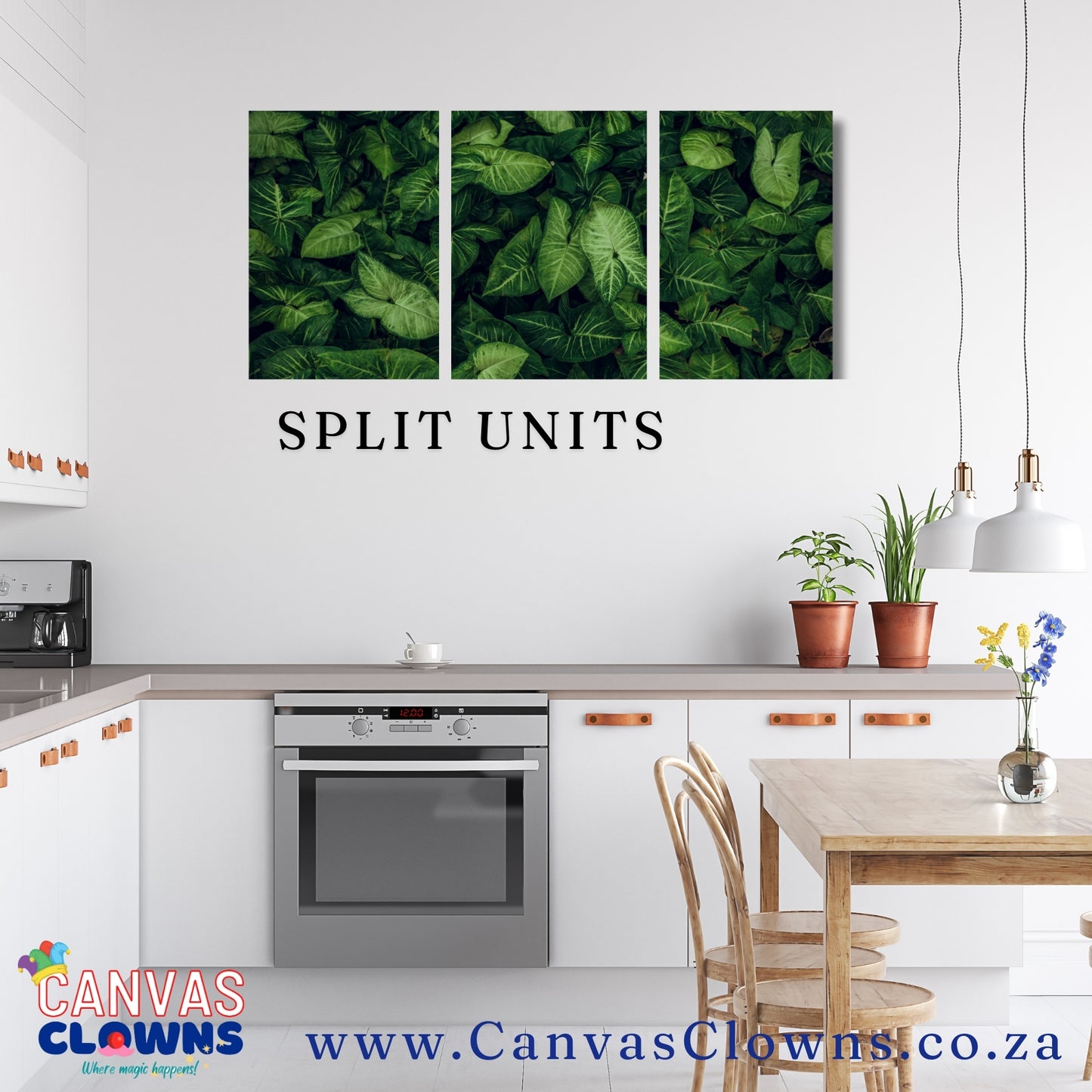 3 piece Split Unit - Green Leaves