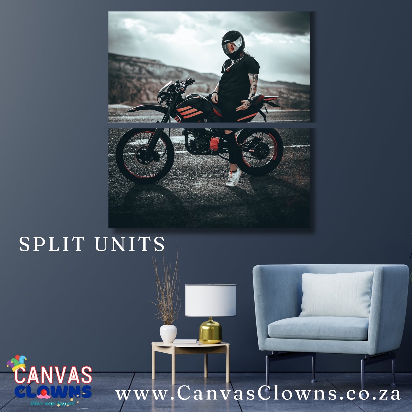 2 piece Split Unit - Man on Motorcycle