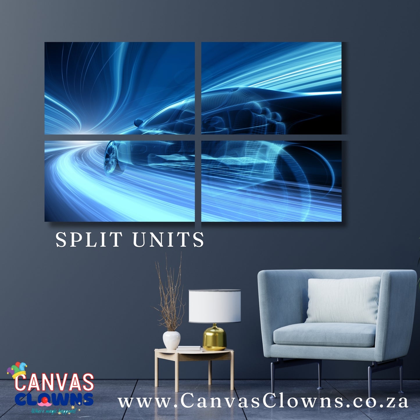 4 piece Split Unit - Blue Car