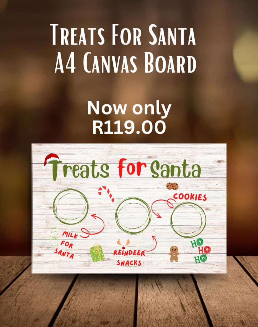 Treats For Santa A4 Canvas Board
